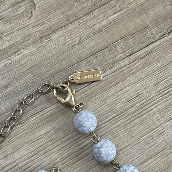 BAUBLEBAR White Marble Beaded Long Necklace | Single Strand Gold 17" - Picture 4 of 5